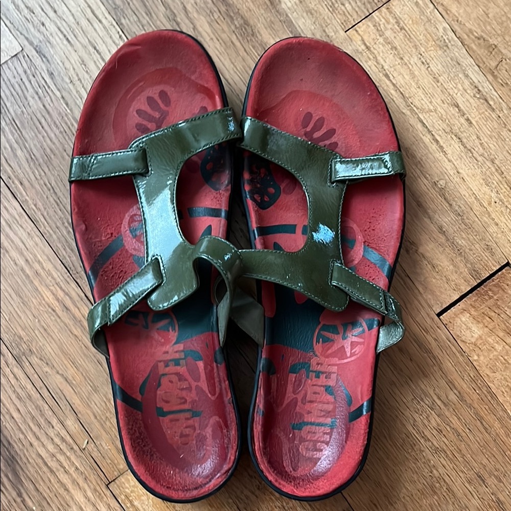 Camper Olive and Red Sandals